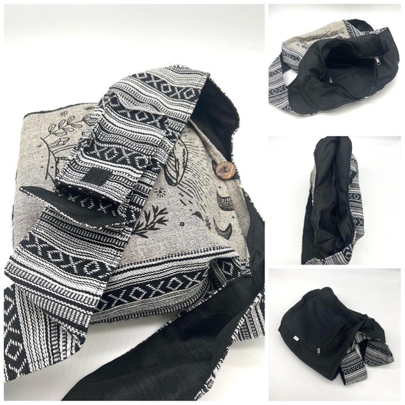 Mushroom and Celestial Print Crossbody Hippie  Sling Bag - Picture 5 of 6